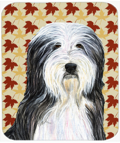 Bearded Collie Fall Leaves Portrait Mouse Pad, Hot Pad Or Trivet
