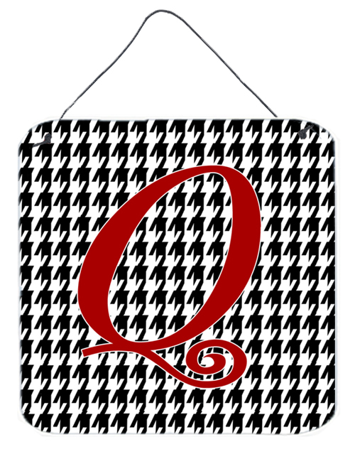 CJ1035-QDS66 Letter Q Initial Monogram - Houndstooth Black Aluminium Metal Wall Or Door Hanging Prints