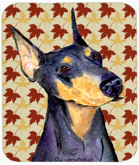 Doberman Fall Leaves Portrait Mouse Pad, Hot Pad Or Trivet