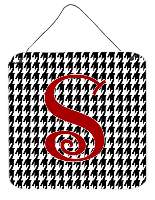 Picture of Carolines Treasures CJ1035-SDS66 Letter S Initial Monogram - Houndstooth Black Aluminium Metal Wall Or Door Hanging Prints