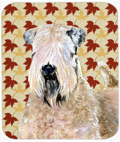 Wheaten Terrier Soft Coated Fall Leaves Portrait Mouse Pad, Hot Pad Or Trivet