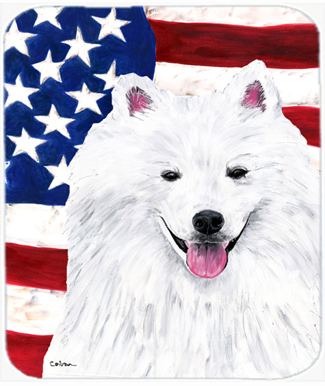 Usa American Flag With American Eskimo Mouse Pad, Hot Pad Or Trivet