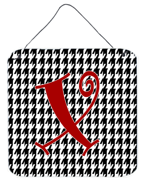 CJ1035-XDS66 Letter X Initial Monogram - Houndstooth Black Aluminium Metal Wall Or Door Hanging Prints