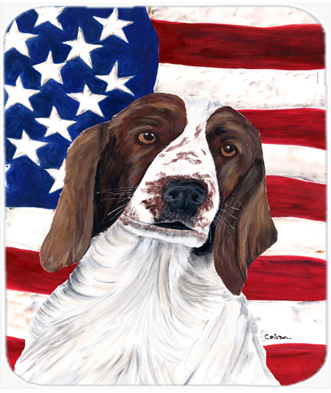 Usa American Flag With Welsh Springer Spaniel Mouse Pad, Hot Pad Or Trivet