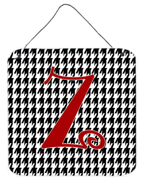 CJ1035-ZDS66 Letter Z Initial Monogram - Houndstooth Black Aluminium Metal Wall Or Door Hanging Prints