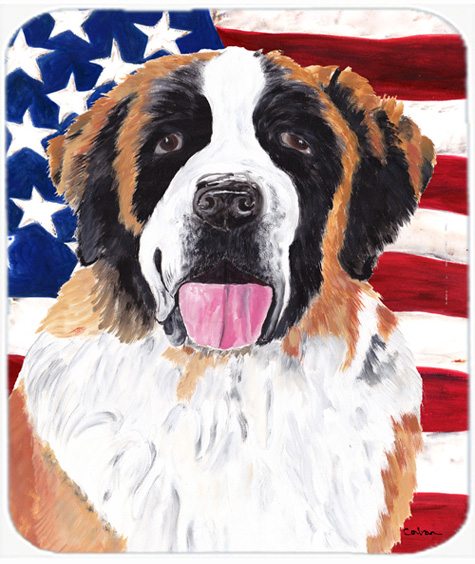 Usa American Flag With Saint Bernard Mouse Pad, Hot Pad Or Trivet