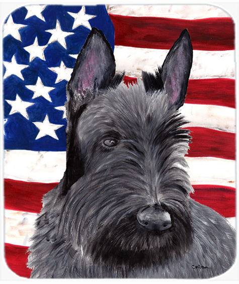 Usa American Flag With Scottish Terrier Mouse Pad, Hot Pad Or Trivet