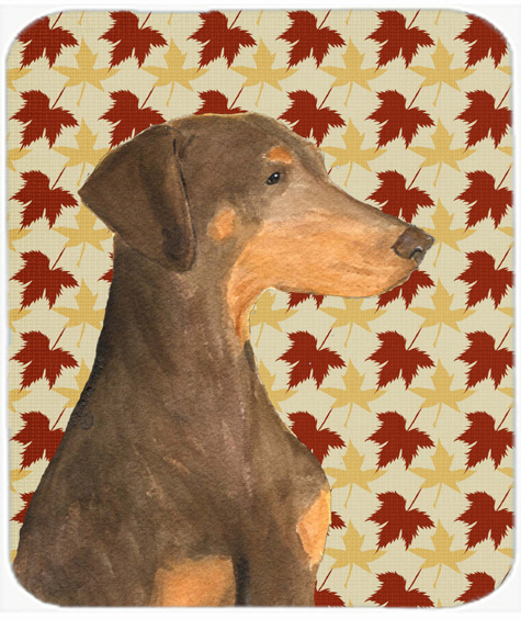 Doberman Fall Leaves Portrait Mouse Pad, Hot Pad Or Trivet