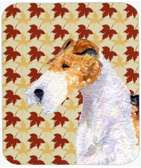 Fox Terrier Fall Leaves Portrait Mouse Pad, Hot Pad Or Trivet