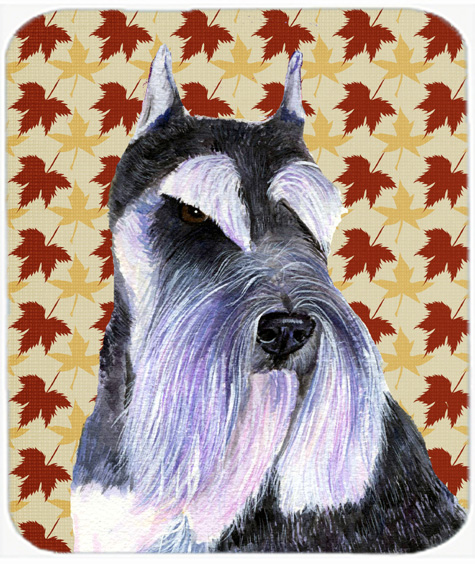 Schnauzer Fall Leaves Portrait Mouse Pad, Hot Pad Or Trivet