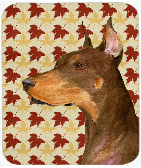 Doberman Fall Leaves Portrait Mouse Pad, Hot Pad Or Trivet