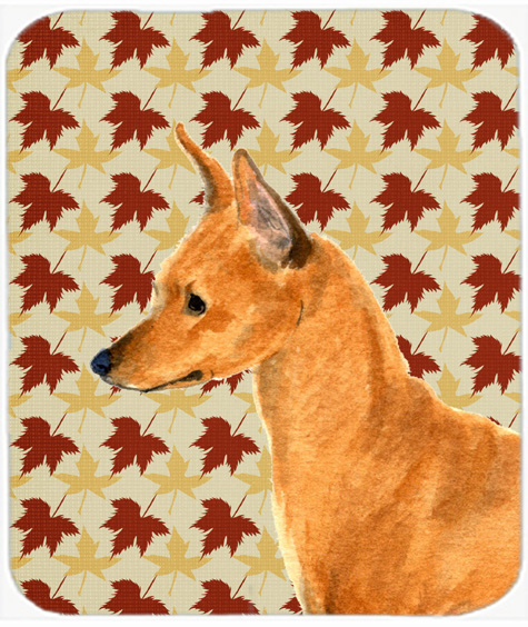 Min Pin Fall Leaves Portrait Mouse Pad, Hot Pad Or Trivet