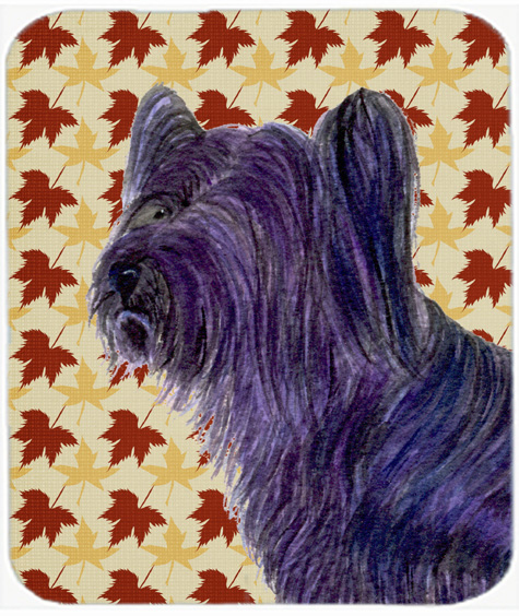 Skye Terrier Fall Leaves Portrait Mouse Pad, Hot Pad Or Trivet