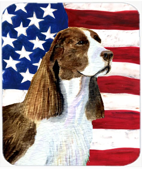 Usa American Flag With Springer Spaniel Mouse Pad, Hot Pad Or Trivet