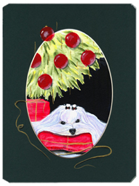 Christmas Tree With Maltese Mouse Pad, Hot Pad & Trivet