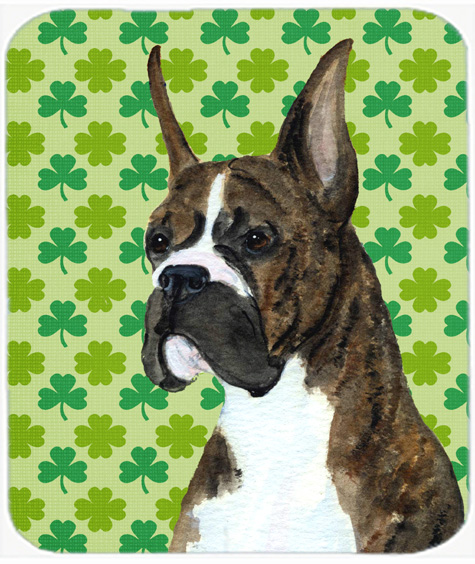 Boxer St. Patricks Day Shamrock Portrait Mouse Pad, Hot Pad Or Trivet