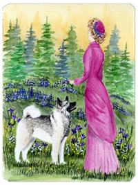Lady With Her Norwegian Elkhound Mouse Pad, Hot Pad & Trivet