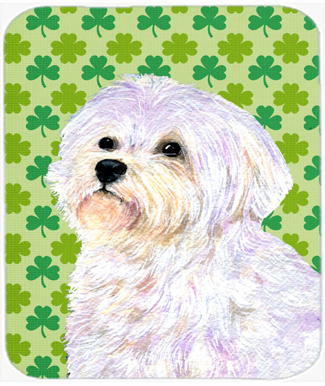 Maltese St. Patricks Day Shamrock Portrait Mouse Pad, Hot Pad Or Trivet
