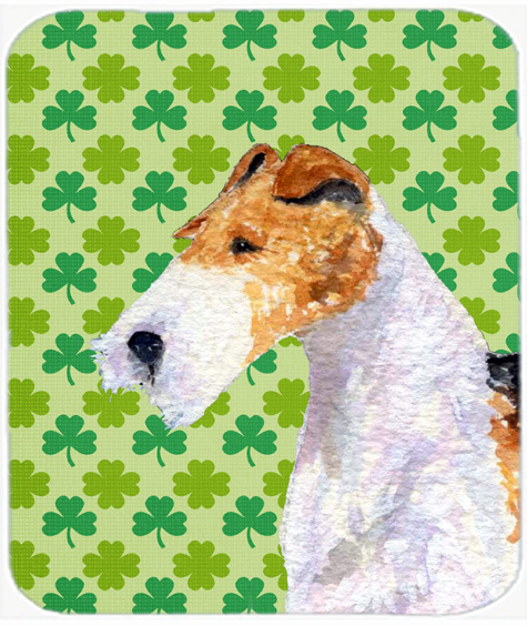 Fox Terrier St. Patricks Day Shamrock Portrait Mouse Pad, Hot Pad Or Trivet