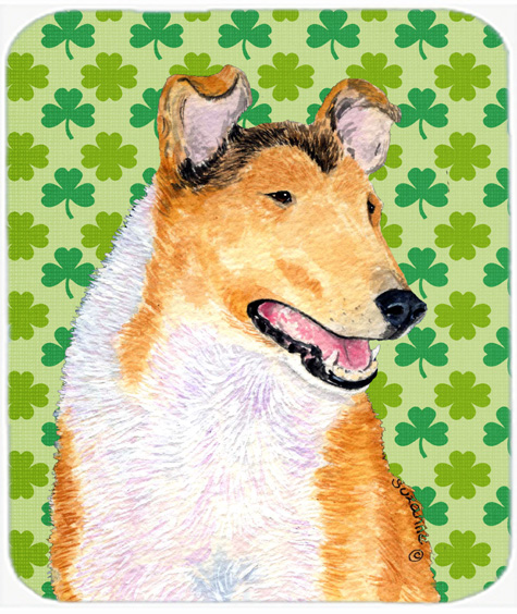 Collie Smooth St. Patricks Day Shamrock Portrait Mouse Pad, Hot Pad Or Trivet