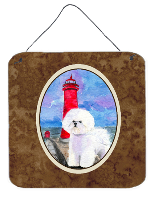 Lighthouse With Bichon Frise Aluminium Metal Wall Or Door Hanging Prints