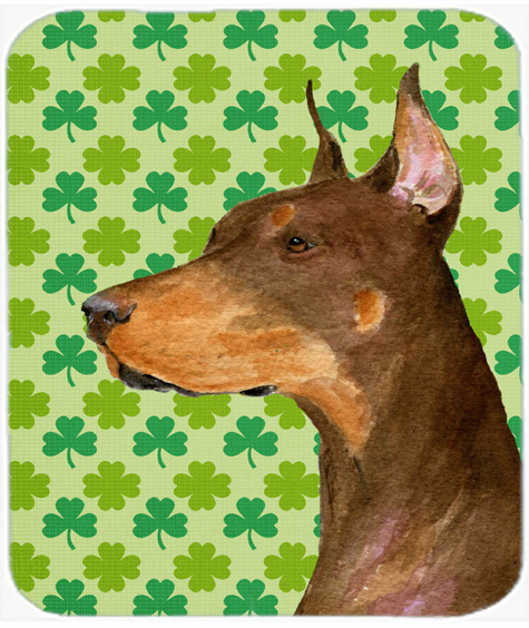 Doberman St. Patricks Day Shamrock Portrait Mouse Pad, Hot Pad Or Trivet
