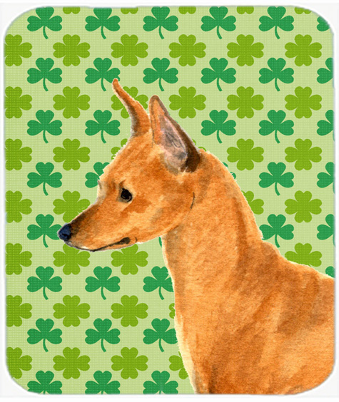 Min Pin St. Patricks Day Shamrock Portrait Mouse Pad, Hot Pad Or Trivet