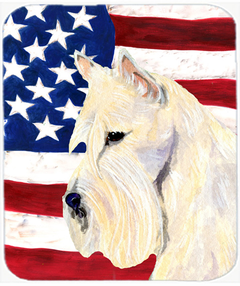 Usa American Flag With Scottish Terrier Mouse Pad, Hot Pad Or Trivet