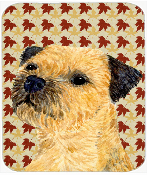 Border Terrier Fall Leaves Portrait Mouse Pad, Hot Pad Or Trivet