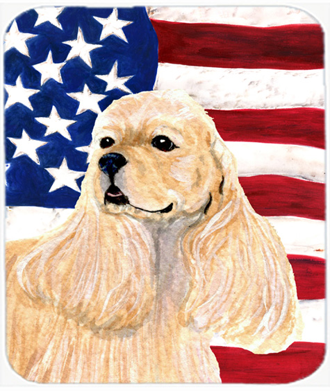 SS4006MP Usa American Flag With Cocker Spaniel Mouse Pad- Hot Pad Or Trivet