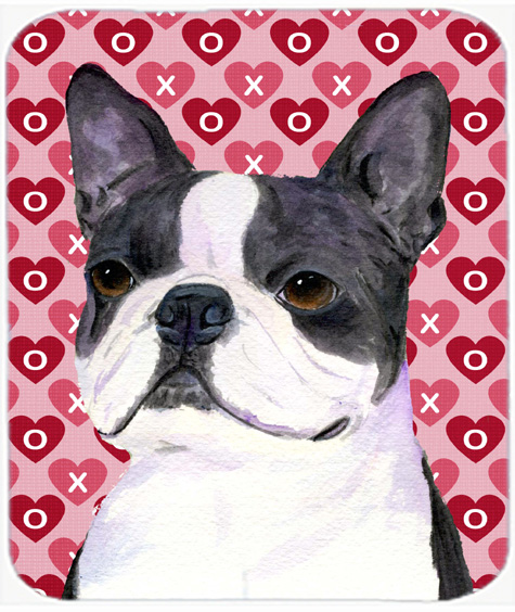 Boston Terrier Hearts Love And Valentines Day Mouse Pad, Hot Pad Or Trivet