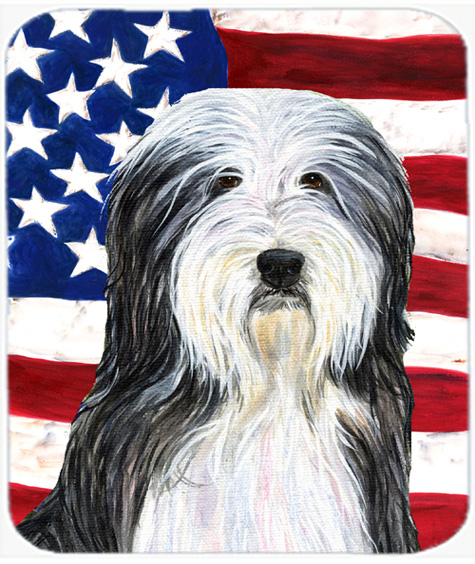 Usa American Flag With Bearded Collie Mouse Pad, Hot Pad Or Trivet