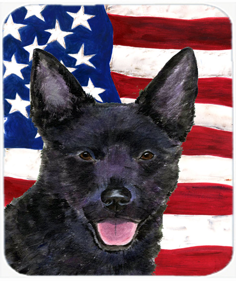 Usa American Flag With Australian Kelpie Mouse Pad, Hot Pad Or Trivet