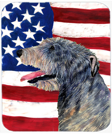 Usa American Flag With Irish Wolfhound Mouse Pad, Hot Pad Or Trivet