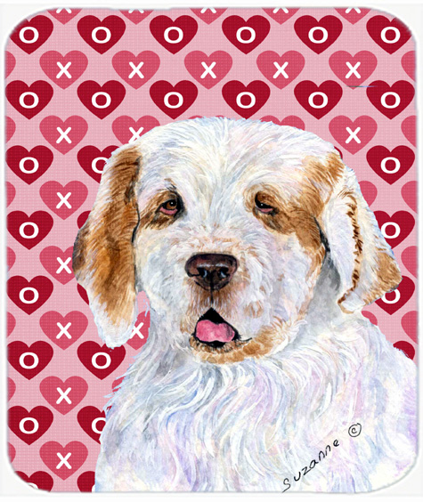 Clumber Spaniel Hearts Love And Valentines Day Mouse Pad, Hot Pad Or Trivet