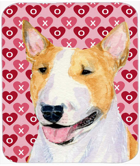 Bull Terrier Hearts Love And Valentines Day Mouse Pad, Hot Pad Or Trivet