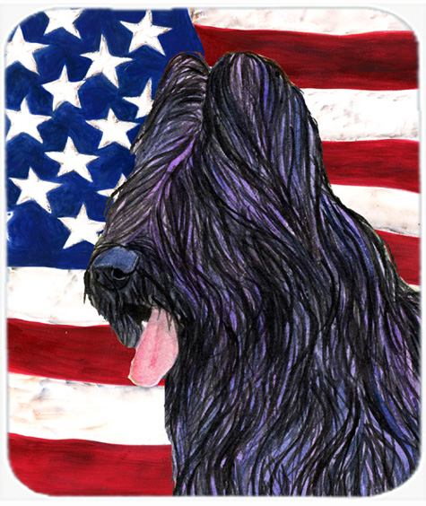 Usa American Flag With Briard Mouse Pad, Hot Pad Or Trivet