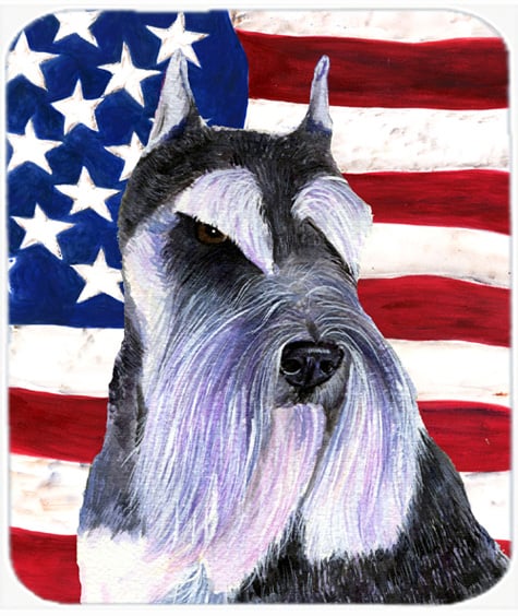 Usa American Flag With Schnauzer Mouse Pad, Hot Pad Or Trivet