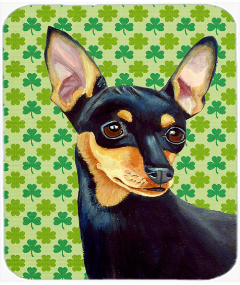 Min Pin St. Patricks Day Shamrock Portrait Mouse Pad, Hot Pad or Trivet