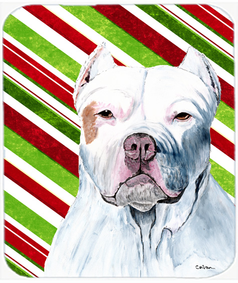 Pit Bull Candy Cane Holiday Christmas Mouse Pad, Hot Pad or Trivet