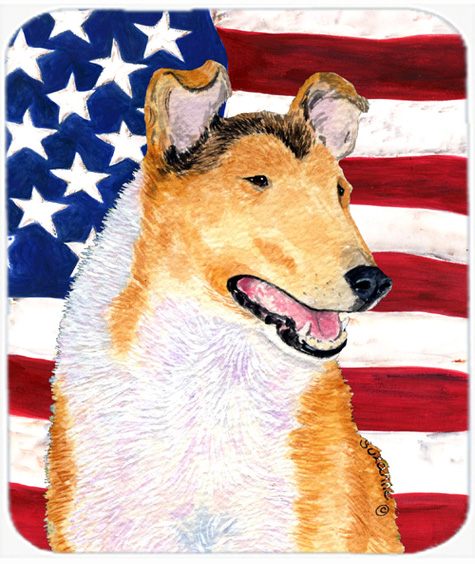 Usa American Flag With Collie Smooth Mouse Pad, Hot Pad or Trivet