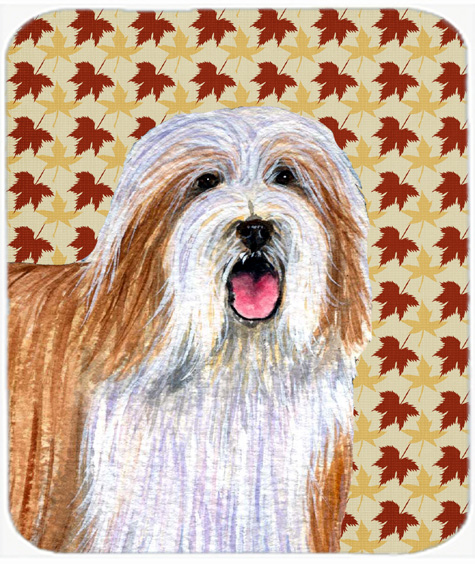 Bearded Collie Fall Leaves Portrait Mouse Pad, Hot Pad or Trivet