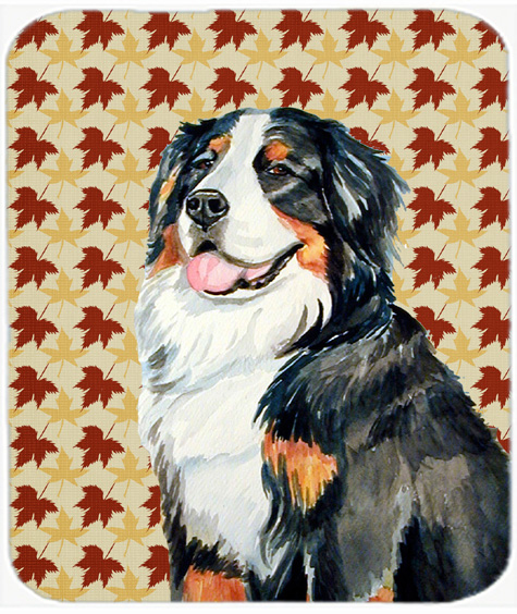 Bernese Mountain Dog Fall Leaves Portrait Mouse Pad, Hot Pad or Trivet