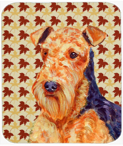 Airedale Fall Leaves Portrait Mouse Pad, Hot Pad or Trivet