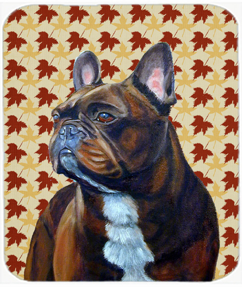 French Bulldog Fall Leaves Portrait Mouse Pad, Hot Pad or Trivet