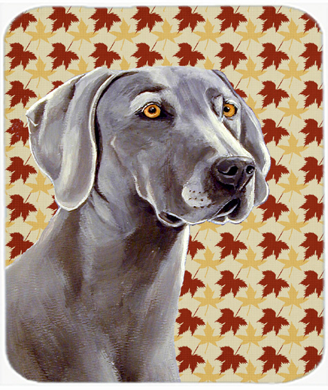 Weimaraner Fall Leaves Portrait Mouse Pad, Hot Pad or Trivet