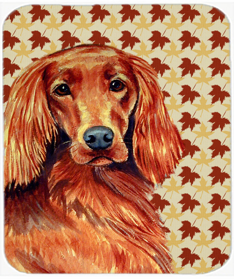 Irish Setter Fall Leaves Portrait Mouse Pad, Hot Pad or Trivet