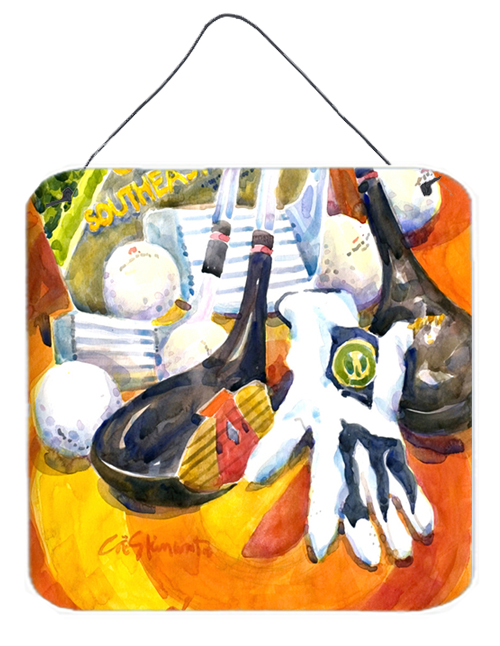 Picture of Carolines Treasures 6070DS66 Southeastern Golf Clubs With Glove And Balls Aluminium Metal Wall or Door Hanging Prints