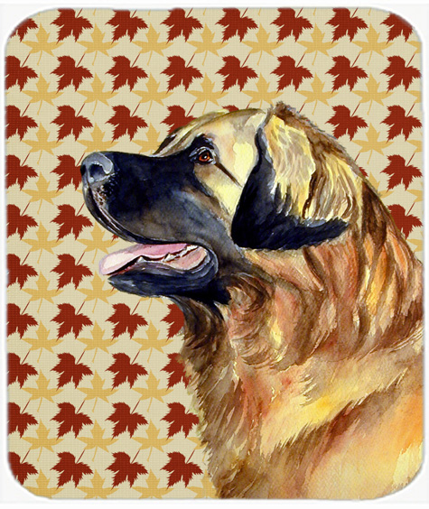 Leonberger Fall Leaves Portrait Mouse Pad, Hot Pad or Trivet