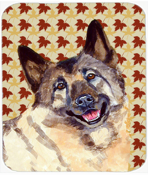 Norwegian Elkhound Fall Leaves Portrait Mouse Pad, Hot Pad or Trivet